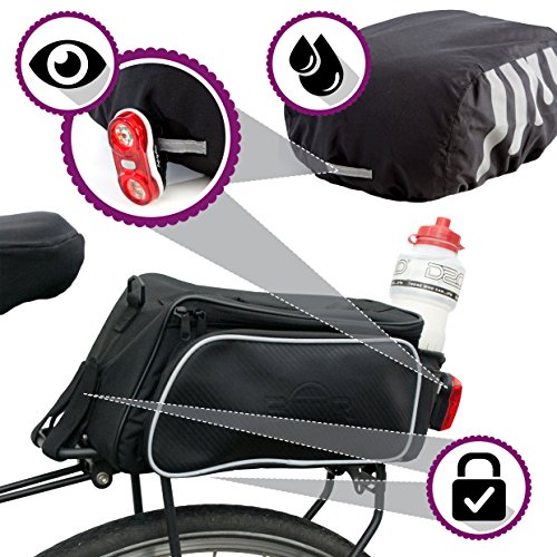 BTR Bolsa para Bici Funda Impermeable para la Lluvia de Alta Visibilidad y una Red para Paquetes + Luces Bicicleta