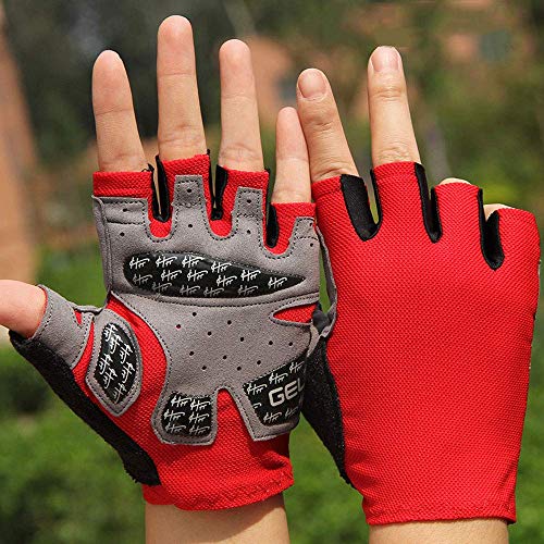 BUDBYU Guantes de Ciclismo, Fitness Mitón de Medio Dedo Mujer Hombre Deportes Equipo de Yoga Entrenamiento Giro Bicicleta Horizontal Bar Barbell Medio Antideslizante Transpirable