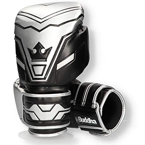 Buddha Fight Wear Guantes de Boxeo Future Plata-Negro 16 Onz