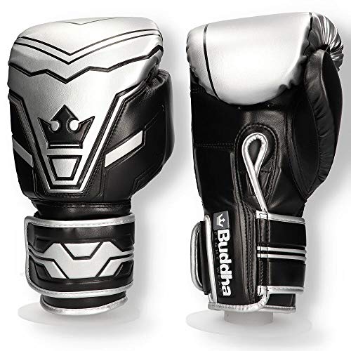 Buddha Fight Wear Guantes de Boxeo Future Plata-Negro 16 Onz