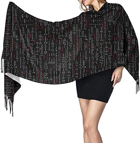 Bufanda cruzada de Pashmina para mujer, chal con sensación de cachemira, bufanda grande de moda de cálculo matemático para mujer, manta de bufandas suaves cálidas de invierno para mujer