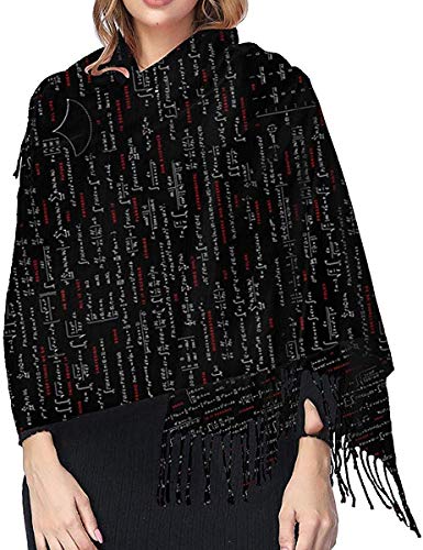Bufanda cruzada de Pashmina para mujer, chal con sensación de cachemira, bufanda grande de moda de cálculo matemático para mujer, manta de bufandas suaves cálidas de invierno para mujer