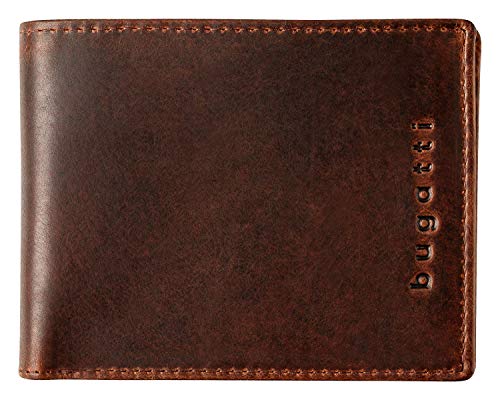 Bugatti Romano Cartera Hombre Piel Pequeña con Seguridad RFID y Monedero - Marrón Bugatti Romano Cartera Hombre Piel Pequeña con Seguridad RFID y Monedero - Marrón