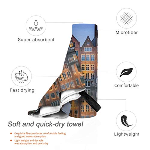 Buildings Architecture River - Toalla de viaje unisex de microfibra para camping, deportes, playa, mochila, gimnasio, camping, toalla con bolsa Buildings Architecture River - Toalla de viaje unisex de microfibra para camping, deportes, playa, mochila, gimnasio, camping, toalla con bolsa