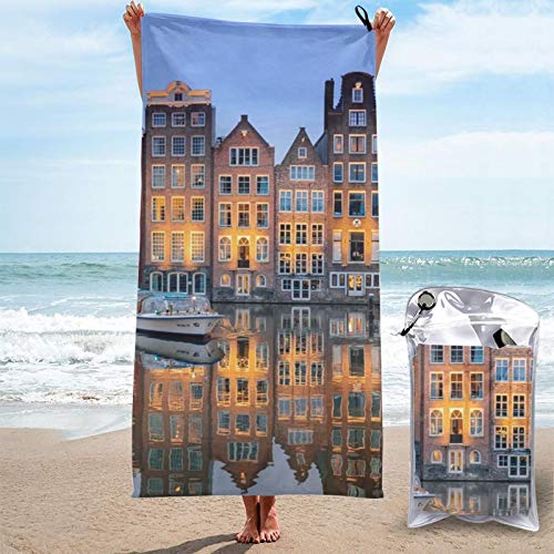 Buildings Architecture River - Toalla de viaje unisex de microfibra para camping, deportes, playa, mochila, gimnasio, camping, toalla con bolsa