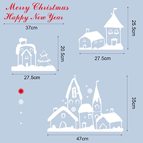 Bukely Pegatinas de Navidad, Navidad Decoracion Navidad Copo de Nieve, Pegatinas de Pared calcomanías de Ventanas Escaparate, Tienda, Oficina (2 Hojas X 30 * 90cm) (B)