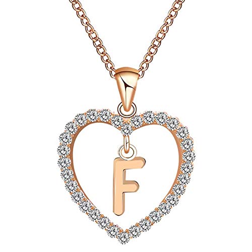 BULABULA Minimalist Rhinestone Heart Shape Letter Love Necklace for Women Girlfriend Mother
