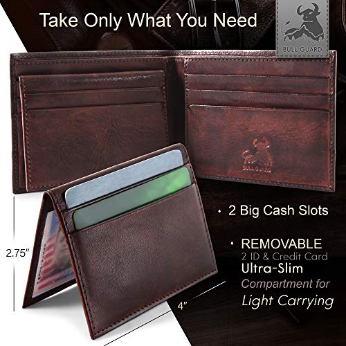 BULL GUARD Billetera de piel con ventana de identificación extraíble y plegable, para hombre, con bloqueo de RFID, con 7 ranuras para tarjetas de crédito, plegable de seguridad duradera para hombres BULL GUARD Billetera de piel con ventana de identificación extraíble y plegable, para hombre, con bloqueo de RFID, con 7 ranuras para tarjetas de crédito, plegable de seguridad duradera para hombres
