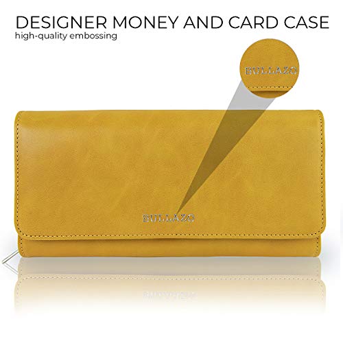 BULLAZO Galano Classic, Noble Cartera de Mujer con protección RFID, Cuero, Amarillo BULLAZO Galano Classic, Noble Cartera de Mujer con protección RFID, Cuero, Amarillo