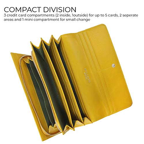 BULLAZO Galano Classic, Noble Cartera de Mujer con protección RFID, Cuero, Amarillo BULLAZO Galano Classic, Noble Cartera de Mujer con protección RFID, Cuero, Amarillo