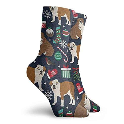 Bulldogs ingleses unisex Navidad vacaciones respirable fantasía tobillo correr senderismo calcetines-fin de semana deporte atlético calcetines de compresión corta calcetines antideslizantes 30cm / 11.