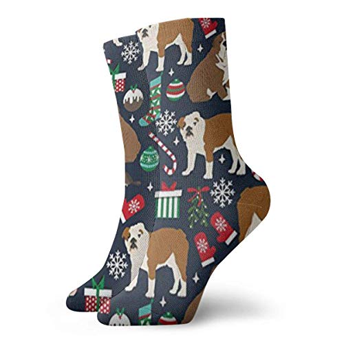 Bulldogs ingleses unisex Navidad vacaciones respirable fantasía tobillo correr senderismo calcetines-fin de semana deporte atlético calcetines de compresión corta calcetines antideslizantes 30cm / 11.