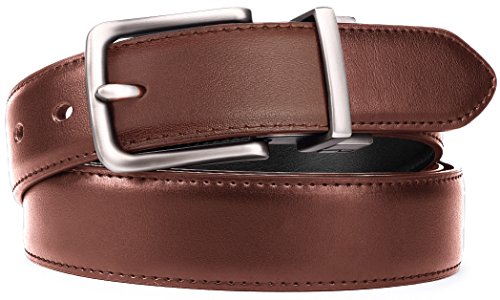 BULLIANT Cinturón Hombre, Cinturón Reversible de Cuero 31mm,Un Revés para 2 Colores,Tamaño Ajuste