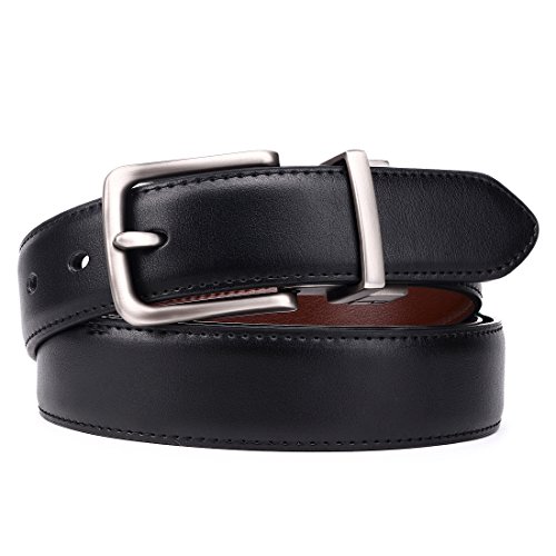 BULLIANT Cinturón Hombre, Cinturón Reversible de Cuero 31mm,Un Revés para 2 Colores,Tamaño Ajuste