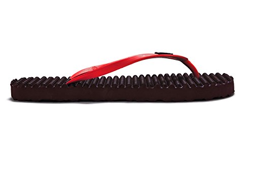 BUMPERS Sandalias de Masaje de acupresión para Mujer - Chanclas de reflexología con un cómodo diseño de Plantilla y Suela con Agarre Firme (41-42, Negro y Rojo)