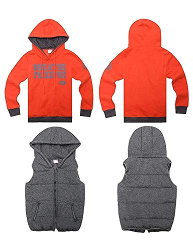 BUOYDM 3piezas Chándales para Mujer Conjuntos Deportivos Hoodie Sweatshirt con Capucha + Chaleco Chaqueta + Pantalones para Otoño e Invierno, Naranja M