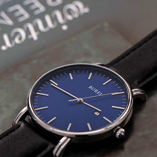 BUREI Reloj de Pulsera clásico para Hombres Estuche Ultra Fino Minimalista Dial analógico con Fecha Movimiento de Cuarzo japonés BUREI Reloj de Pulsera clásico para Hombres Estuche Ultra Fino Minimalista Dial analógico con Fecha Movimiento de Cuarzo japonés