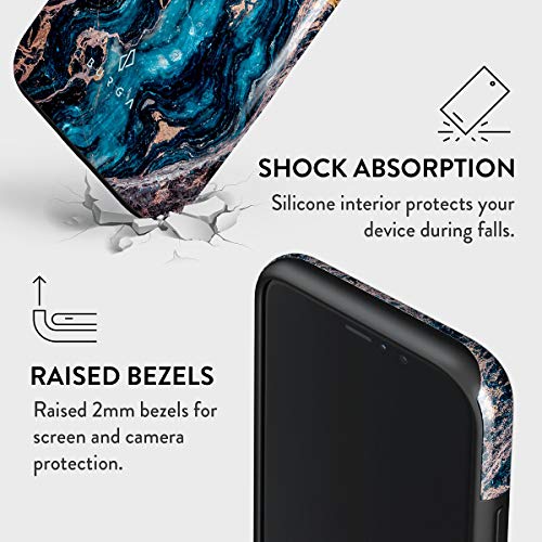 BURGA Phone Case Compatible with iPhone XR Crystal Blue Teal Turqoise Marble Heavy Duty Shockproof Dual Layer Hard Shell + Silicone Protective Cover