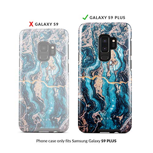 BURGA Phone Case Compatible with Samsung Galaxy S9 Plus Crystal Blue Teal Turqoise Marble Heavy Duty Shockproof Dual Layer Hard Shell + Silicone Protective Cover