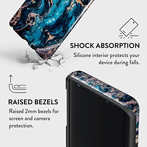 BURGA Phone Case Compatible with Samsung Galaxy S9 Plus Crystal Blue Teal Turqoise Marble Heavy Duty Shockproof Dual Layer Hard Shell + Silicone Protective Cover