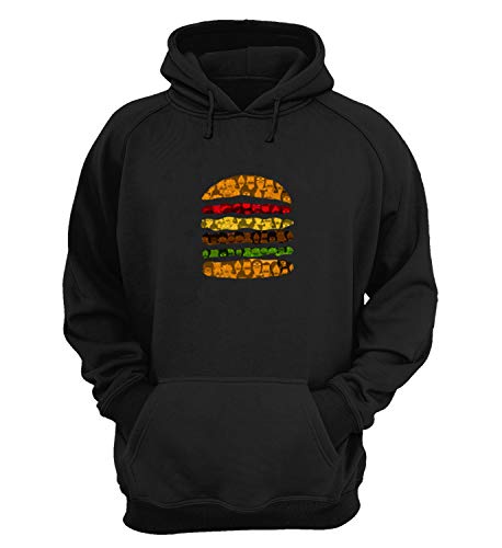 Burger Faces Bobs Diner Food Tasty_KK024547 Hoodie Hooded Sweater Novelty Design Gift Unisex Men's Women's Youth - Medium - Black