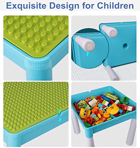 burgkidz Juego de Mesa Actividades Construccion Múltiples 5 en 1, Mesa y Silla Infantil con Bloques de Construcción Grandes de 128 Piezas, Juegos de Construcción para Niños, Azul burgkidz Juego de Mesa Actividades Construccion Múltiples 5 en 1, Mesa y Silla Infantil con Bloques de Construcción Grandes de 128 Piezas, Juegos de Construcción para Niños, Azul