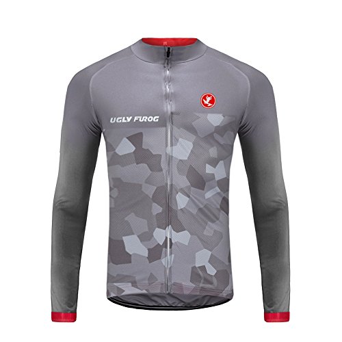 BurningBikewear Uglyfrog Moda Paño Grueso y Suave del Invierno Hombre, Maillot Cortavientos de Ciclismo en Carretera, Jersey de Manga Larga ZRMX02