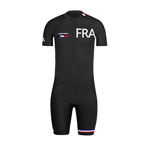 BurningBikewear Uglyfrog Skinsuit del Verano Transpirable Manga Corto Ciclismo Ropa Hombres Bodies con Gel Pad National Flag Sportswear Triatlón Maillots Sets LTFZ01