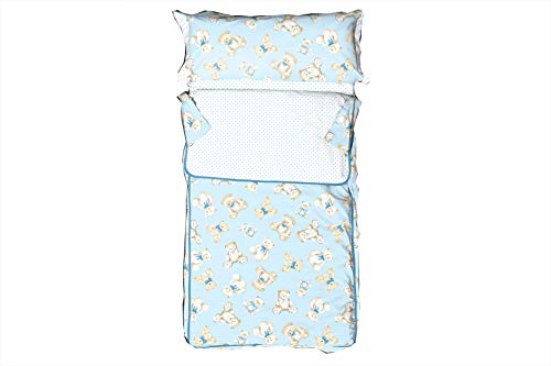 Burrito Blanco Saco Nórdico Infantil 149 con Cremallera y Relleno Diseño de Ositos y Lunares para Cama de 90 x 190 cm hasta 90 x 200 cm, Azul