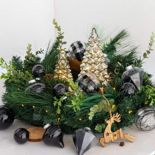 Busy Bee Juego de 36 bolas de Navidad de color negro, irrompibles, 100 mm, 80 mm y 50 mm