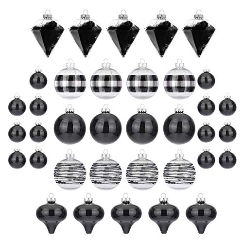 Busy Bee Juego de 36 bolas de Navidad de color negro, irrompibles, 100 mm, 80 mm y 50 mm Busy Bee Juego de 36 bolas de Navidad de color negro, irrompibles, 100 mm, 80 mm y 50 mm