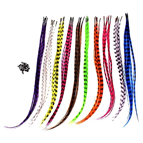 Butterme Extensión del Pelo de La Pluma Colorida 100PCS Extensión del Pelo del Arco Iris Larga Sintética de 16"