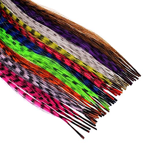 Butterme Extensión del Pelo de La Pluma Colorida 100PCS Extensión del Pelo del Arco Iris Larga Sintética de 16"