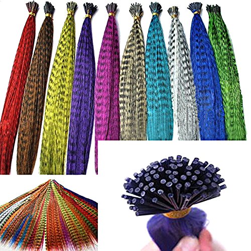 Butterme Extensión del Pelo de La Pluma Colorida 100PCS Extensión del Pelo del Arco Iris Larga Sintética de 16" Butterme Extensión del Pelo de La Pluma Colorida 100PCS Extensión del Pelo del Arco Iris Larga Sintética de 16"