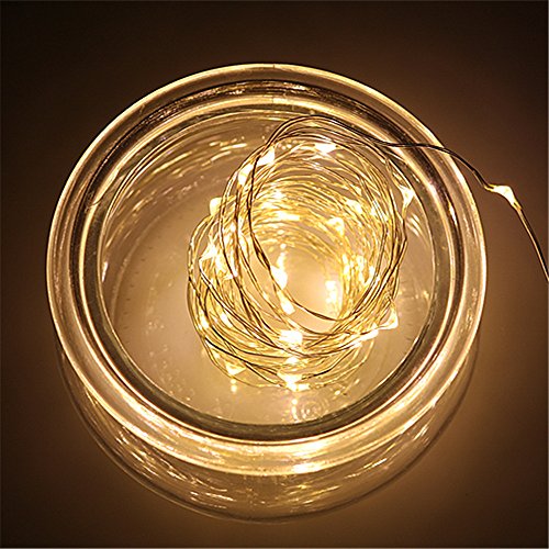 BUYERTIME 5M/16.4Ft 50 LEDs Cadena de Luz Impermeable Luces de Hadas Guirnalda Luces para Iluminación Habitacion Navidad Fiesta Interior Decoración - Blanco Cálido