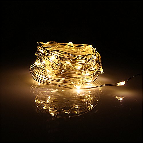 BUYERTIME 5M/16.4Ft 50 LEDs Cadena de Luz Impermeable Luces de Hadas Guirnalda Luces para Iluminación Habitacion Navidad Fiesta Interior Decoración - Blanco Cálido