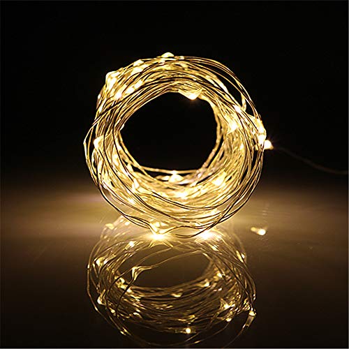 BUYERTIME 5M/16.4Ft 50 LEDs Cadena de Luz Impermeable Luces de Hadas Guirnalda Luces para Iluminación Habitacion Navidad Fiesta Interior Decoración - Blanco Cálido