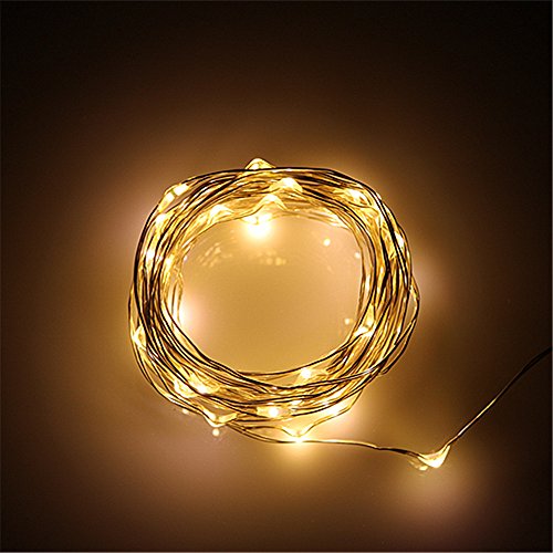 BUYERTIME 5M/16.4Ft 50 LEDs Cadena de Luz Impermeable Luces de Hadas Guirnalda Luces para Iluminación Habitacion Navidad Fiesta Interior Decoración - Blanco Cálido