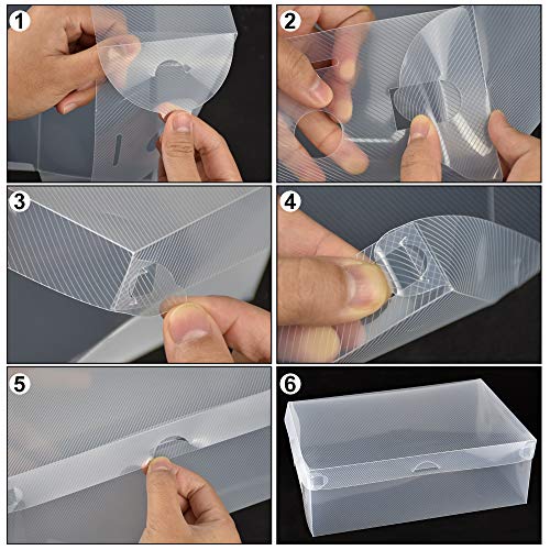 BUZIFU Cajas de Zapatos Transparentes, 20 unidades Cajas Plastico Zapatos, Caja para Zapatos Apilable, Hasta La Talla 39, Caja para Guardar Calzado de Muchos Tipos, Zapatillas, Tacones y Botas Cortas