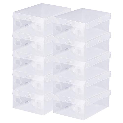 BUZIFU Cajas de Zapatos Transparentes, 20 unidades Cajas Plastico Zapatos, Caja para Zapatos Apilable, Hasta La Talla 39, Caja para Guardar Calzado de Muchos Tipos, Zapatillas, Tacones y Botas Cortas