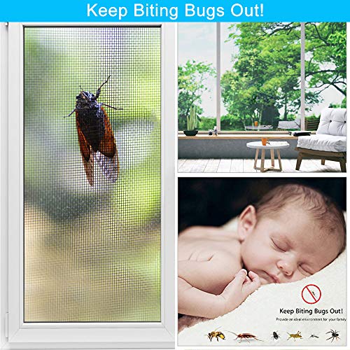 BUZIFU Malla Mosquitera para Puerta y Ventana, Malla de Mosquitera Fibra de Vidrio con Recubierto de PVC, Gran Tamaño 120 x 250cm y Poder Cortar y Ignífugo, Adiós a los Onsectos, Mosquito Cucaracha