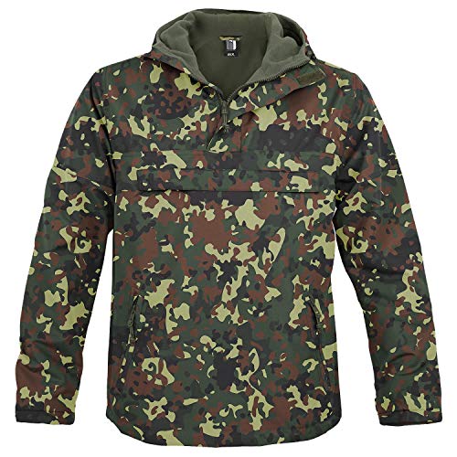 BW-ONLINE-SHOP Chaqueta cortavientos con capucha para hombre con forro polar camuflaje XL