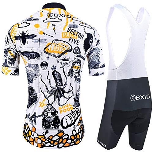 BXIO Ropa de Ciclismo para Hombres, Mangas Cortas de Bicicleta Ropa de Bicicleta 5D Gel Pad Camisetas de Ciclismo Cortas 208 (Cartoon(208,Bib Shorts), 2XL)