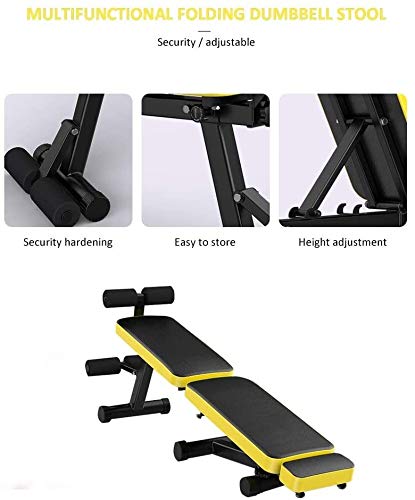 Byakns Equipos multifuncionales de acondicionamiento físico doméstico o Comercial, Banco de Pesas Mancuernas multifuncionales con extensión de la Pierna, Plana Plegable/inclinación/de declinación