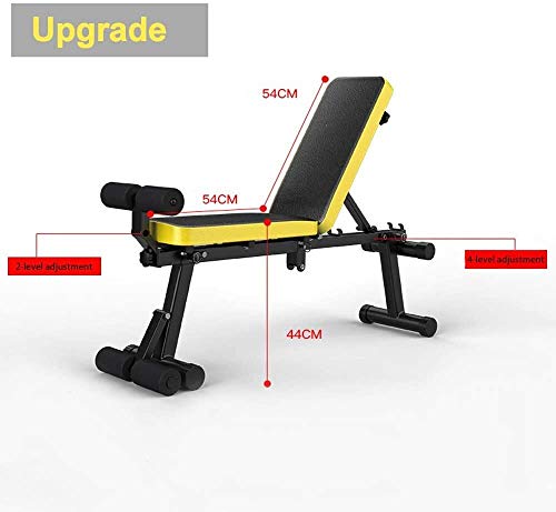 Byakns Equipos multifuncionales de acondicionamiento físico doméstico o Comercial, Banco de Pesas Mancuernas multifuncionales con extensión de la Pierna, Plana Plegable/inclinación/de declinación