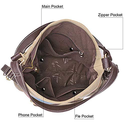 BYD - Bolsa de lona de las mujeres Multifuncional Bolsos de hombro Mochila Bolsos bandolera Retro BYD - Bolsa de lona de las mujeres Multifuncional Bolsos de hombro Mochila Bolsos bandolera Retro
