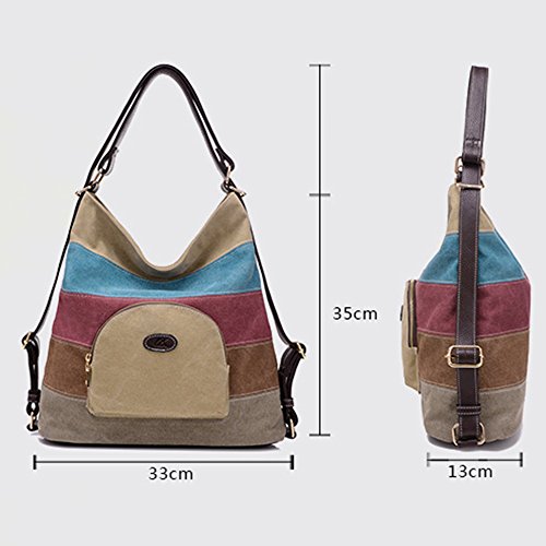 BYD - Bolsa de lona de las mujeres Multifuncional Bolsos de hombro Mochila Bolsos bandolera Retro BYD - Bolsa de lona de las mujeres Multifuncional Bolsos de hombro Mochila Bolsos bandolera Retro