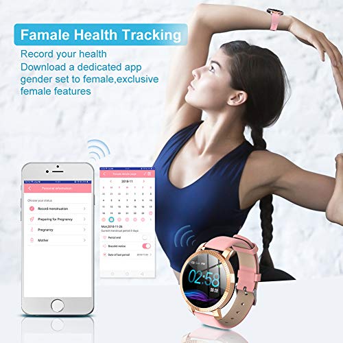 BYTTRON Fitness Tracker para Mujer, con Gran Pantalla a Color, IP67 Impermeable Fitness & Activity Tracker con frecuencia cardíaca, Control de la presión Arterial, Compatible con Android e iOS (Rosa)