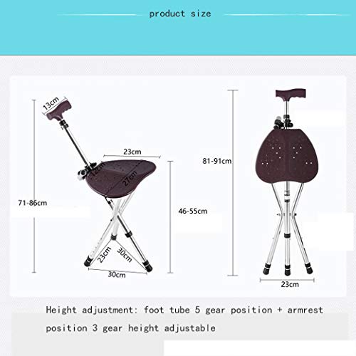 BYY Asiento plegable de bastón, taburete con asa para silla muleta, portátil, cómodo, altura ajustable, estructura principal de aleación de aluminio estable para personas mayores sentadas y caminatas BYY Asiento plegable de bastón, taburete con asa para silla muleta, portátil, cómodo, altura ajustable, estructura principal de aleación de aluminio estable para personas mayores sentadas y caminatas