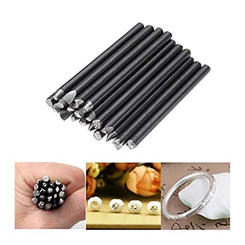C-FUNN 20Pcs Assorted Punches For Jewelry Flower Punch Stamp Steel Stamp Punch Tools